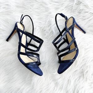 Alexandre Birman Mena Night Blue Suede Strappy Heel Sandals